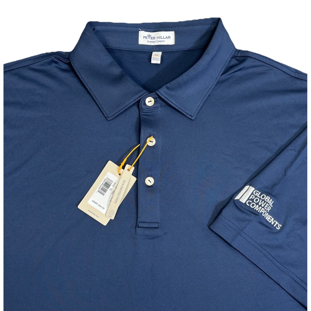 Peter Millar Mens Performance Global Power Components Golf Navy Polo Shirt XL